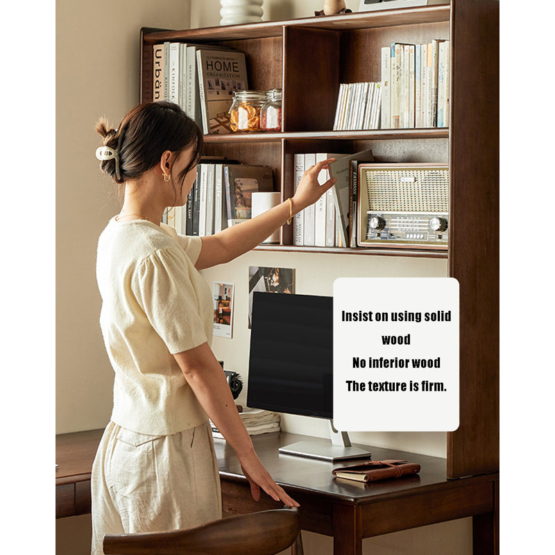 Hokku Designs Solid Wood L-Shaped Desk with Bookshelf Combo | Wayfair